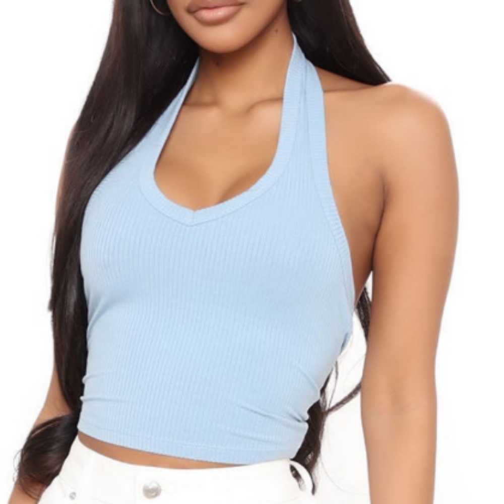 V-neck halter crop top (M)